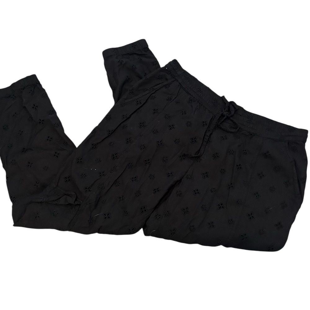 Sundance Cargo Trouser Pants Floral Lace Embroidered in Black Size Small